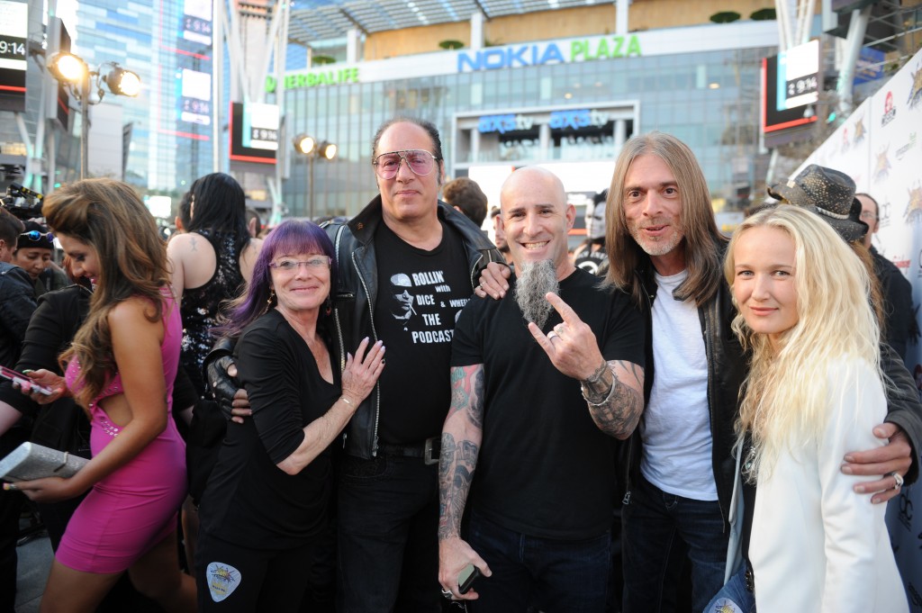 Heidi, Andrew Dice Clay, Scott Ian (Anthrax), mystery man, Pearl Aday (Scott’s wife).